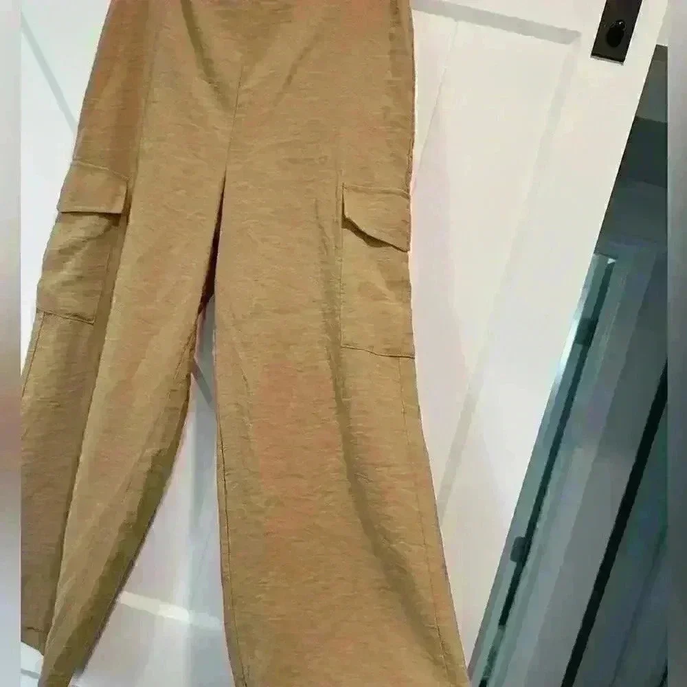 RACHEL By Rachel Roy Pull On Cropped Wide Leg Cargo Pant Size M
